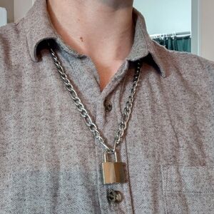 Stainless Steel Chain Necklace with Padlock Pendant